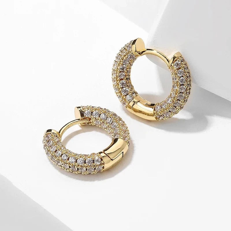 RAKOL EL1090 Hot selling  18K Gold Plated Pave Cubic Zircon Hoop Earrings Iced Out Bling Bling CZ Hoop Earrings