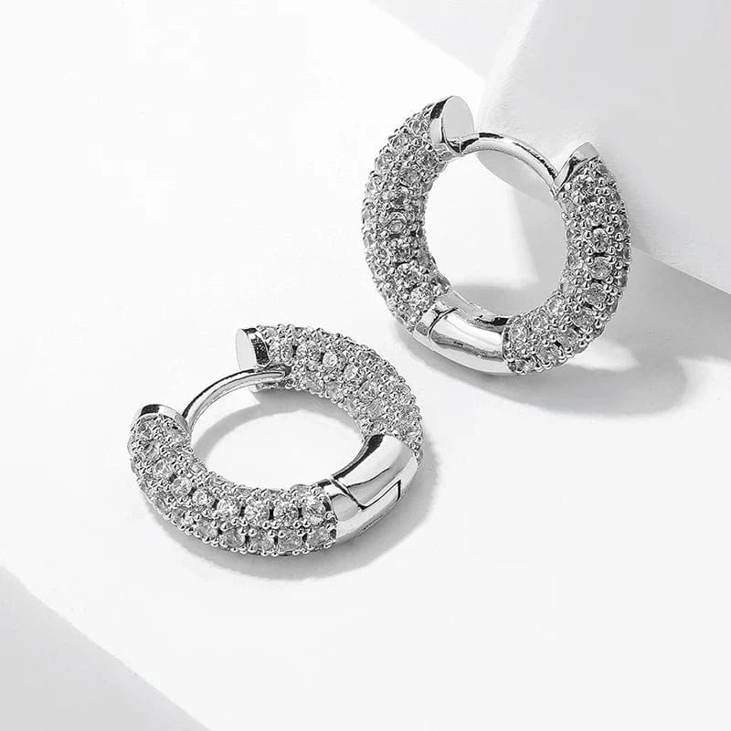 RAKOL EL1090 Hot selling  18K Gold Plated Pave Cubic Zircon Hoop Earrings Iced Out Bling Bling CZ Hoop Earrings