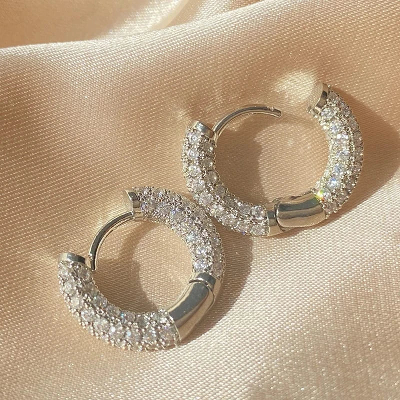 RAKOL EL1090 Hot selling  18K Gold Plated Pave Cubic Zircon Hoop Earrings Iced Out Bling Bling CZ Hoop Earrings