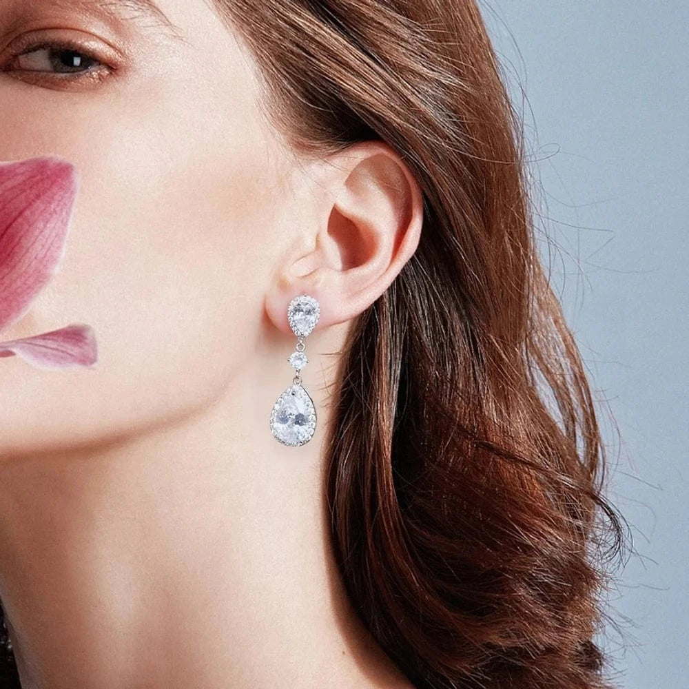 RAKOL EP091 fine jewelry  gold plated cubic zirconia earrings women  diamond drop  studs earrings jewelry