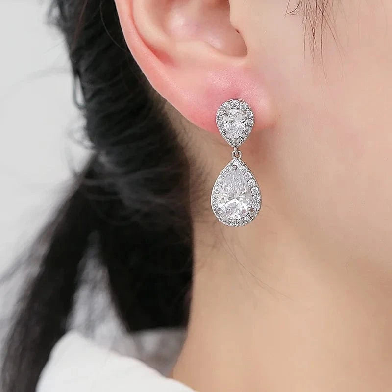 RAKOL EP091 fine jewelry  gold plated cubic zirconia earrings women  diamond drop  studs earrings jewelry