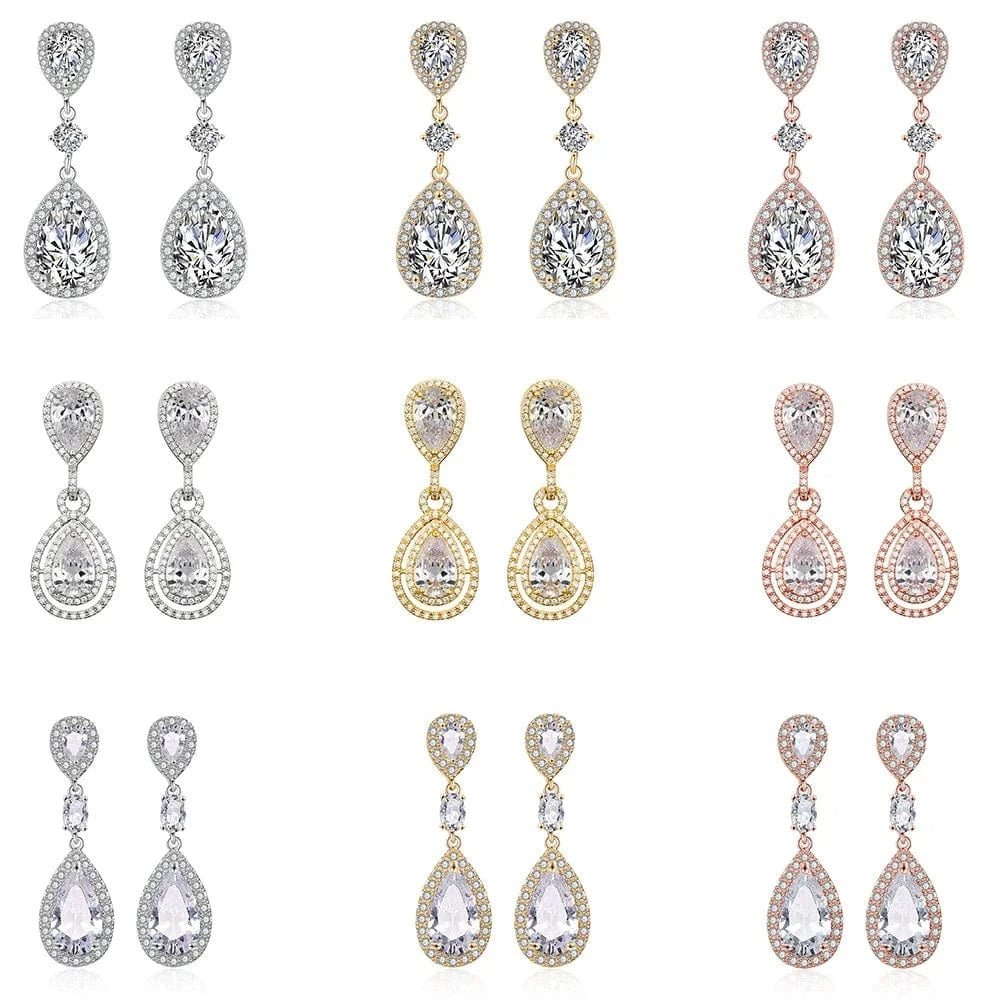 RAKOL EP091 fine jewelry  gold plated cubic zirconia earrings women  diamond drop  studs earrings jewelry