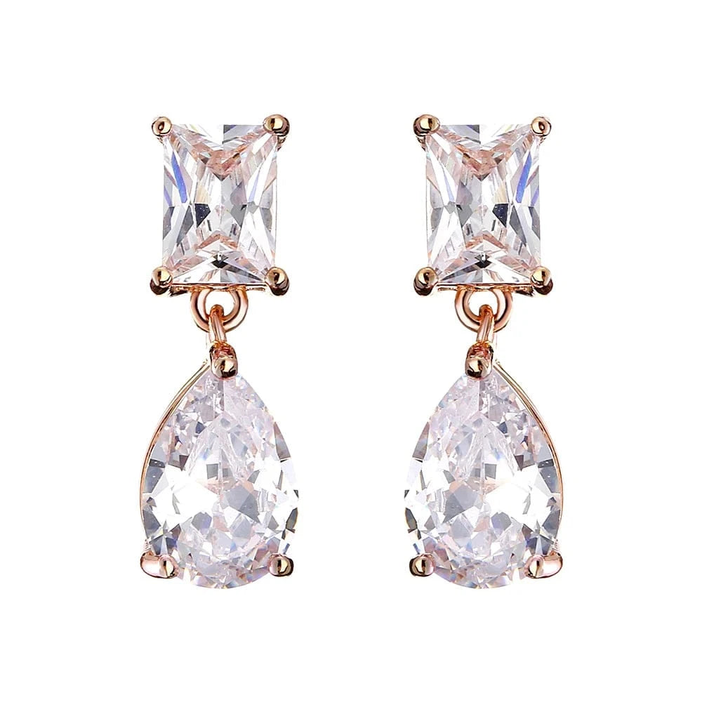 RAKOL EP091 fine jewelry  gold plated cubic zirconia earrings women  diamond drop  studs earrings jewelry