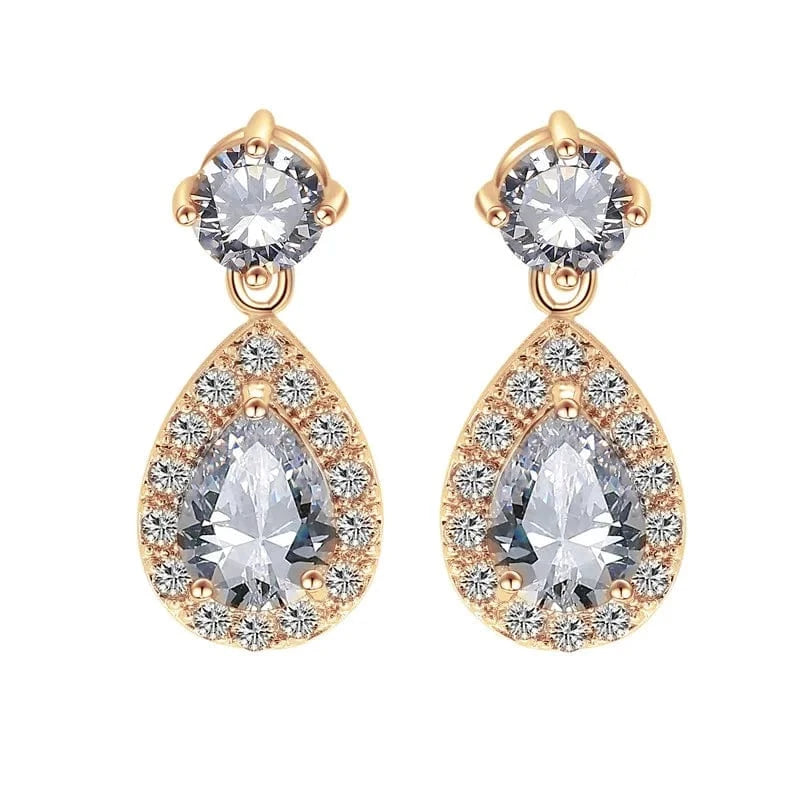 RAKOL EP091 fine jewelry  gold plated cubic zirconia earrings women  diamond drop  studs earrings jewelry