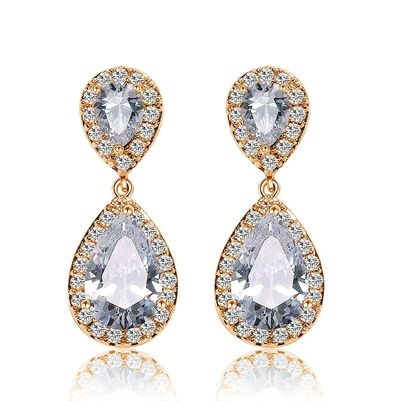 RAKOL EP091 fine jewelry  gold plated cubic zirconia earrings women  diamond drop  studs earrings jewelry