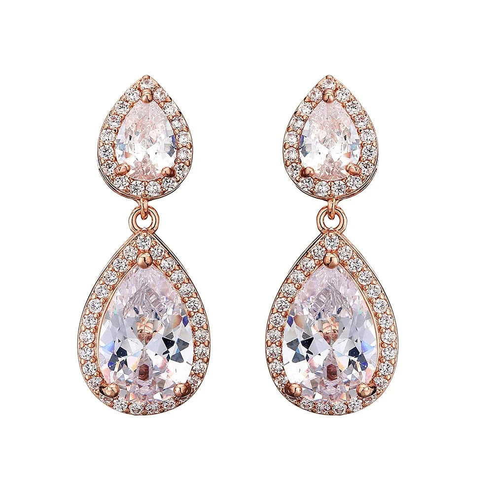 RAKOL EP091 fine jewelry  gold plated cubic zirconia earrings women  diamond drop  studs earrings jewelry