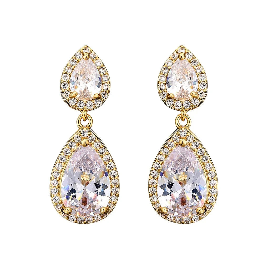 RAKOL EP091 fine jewelry  gold plated cubic zirconia earrings women  diamond drop  studs earrings jewelry