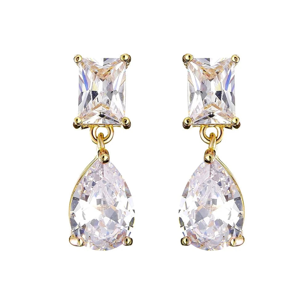 RAKOL EP091 fine jewelry  gold plated cubic zirconia earrings women  diamond drop  studs earrings jewelry