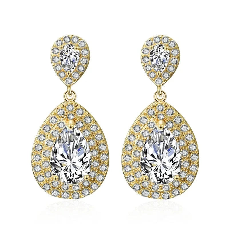 RAKOL EP091 fine jewelry  gold plated cubic zirconia earrings women  diamond drop  studs earrings jewelry