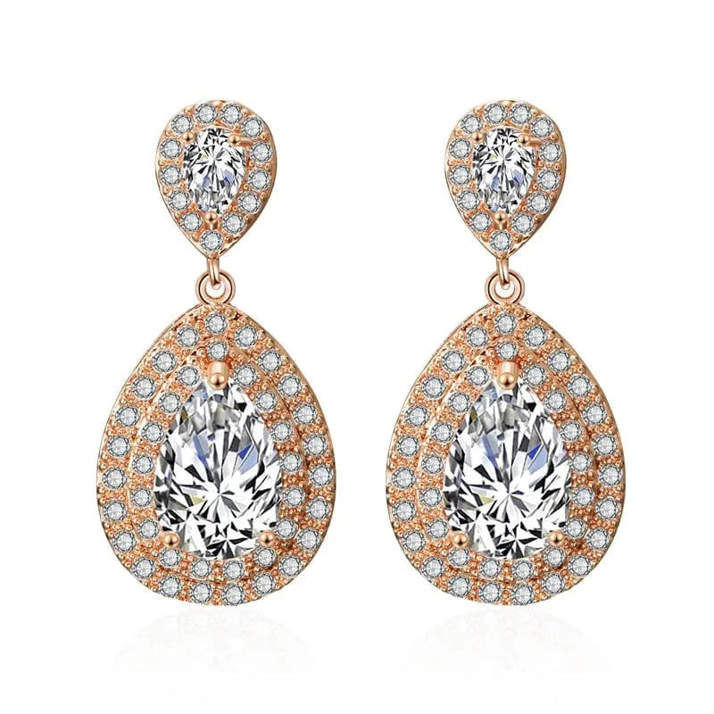 RAKOL EP091 fine jewelry  gold plated cubic zirconia earrings women  diamond drop  studs earrings jewelry