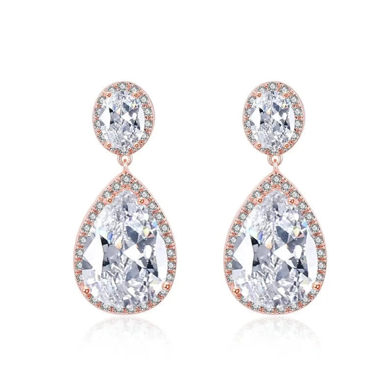RAKOL EP091 fine jewelry  gold plated cubic zirconia earrings women  diamond drop  studs earrings jewelry