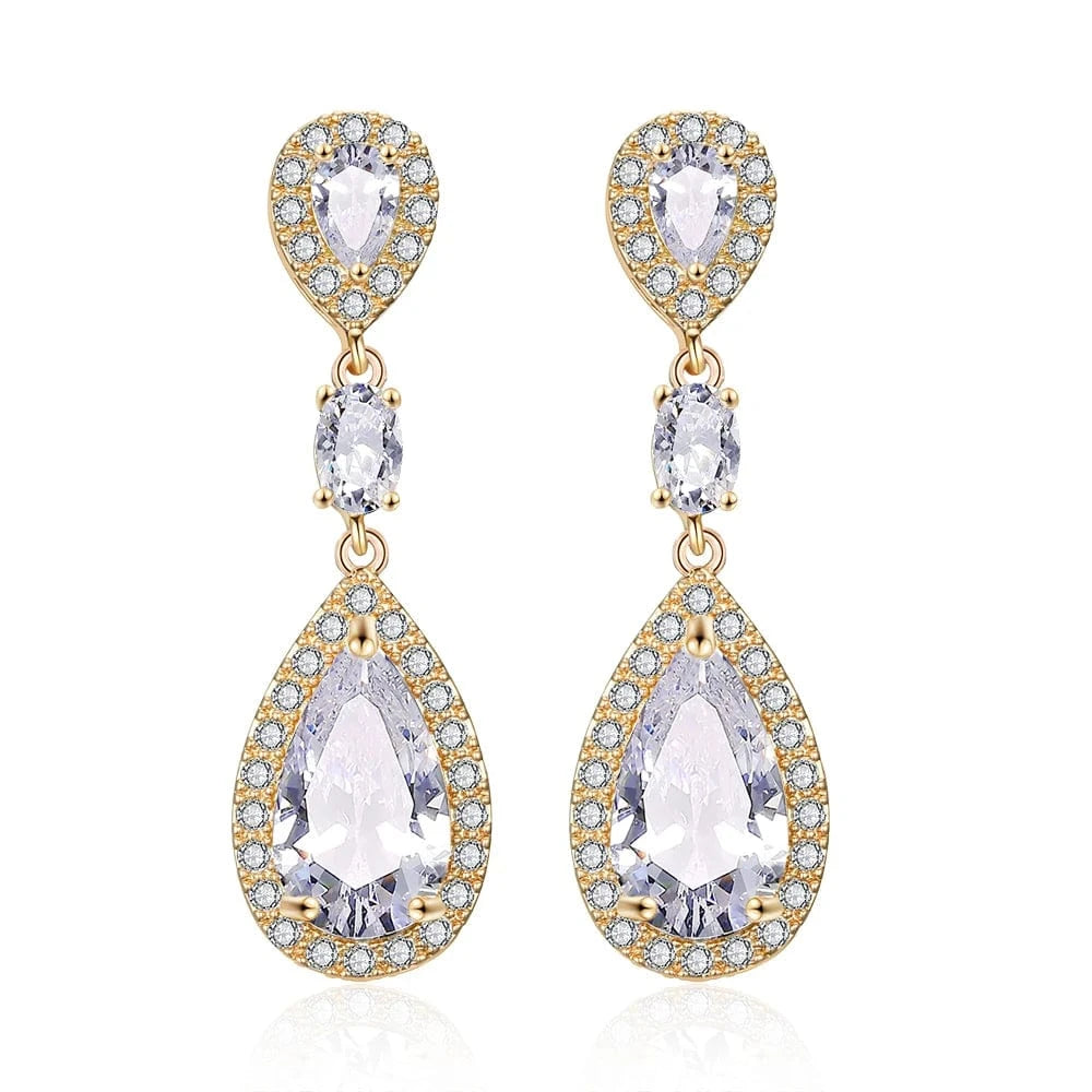 RAKOL EP091 fine jewelry  gold plated cubic zirconia earrings women  diamond drop  studs earrings jewelry