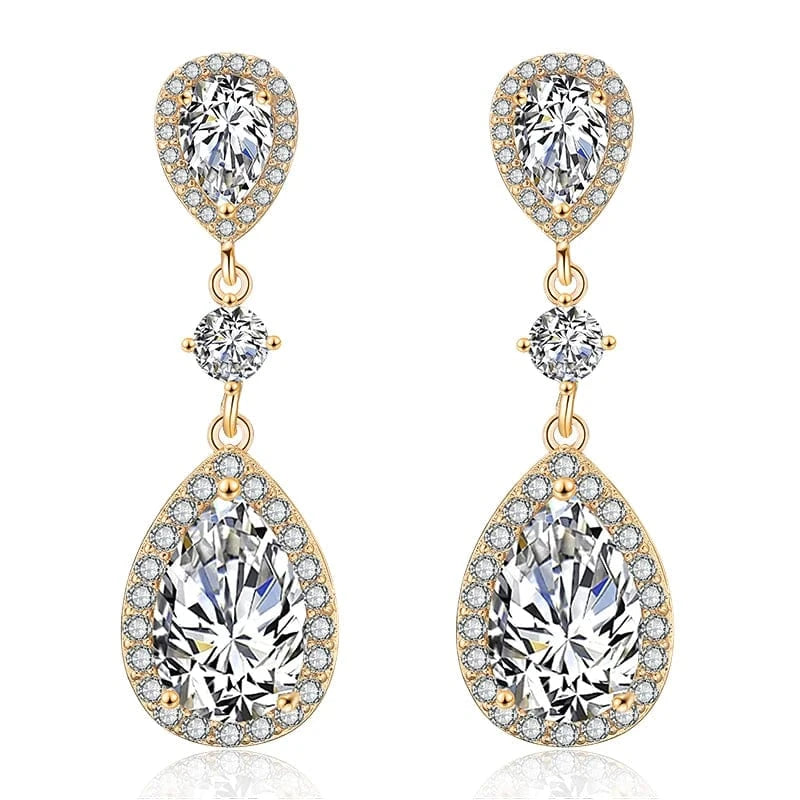 RAKOL EP091 fine jewelry  gold plated cubic zirconia earrings women  diamond drop  studs earrings jewelry