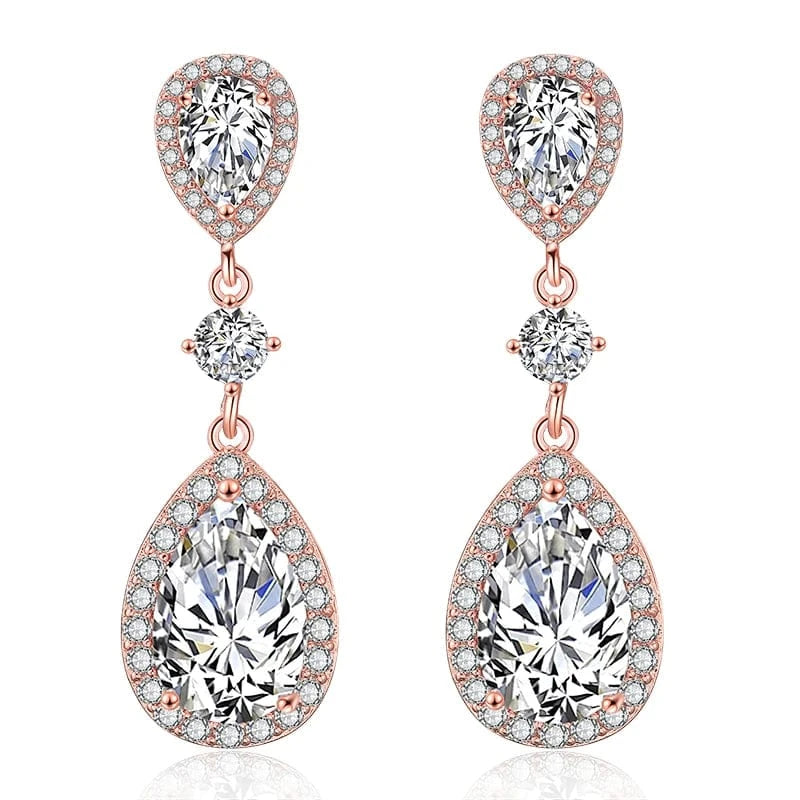 RAKOL EP091 fine jewelry  gold plated cubic zirconia earrings women  diamond drop  studs earrings jewelry