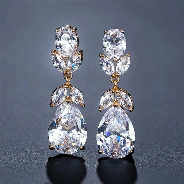 RAKOL EP091 fine jewelry  gold plated cubic zirconia earrings women  diamond drop  studs earrings jewelry