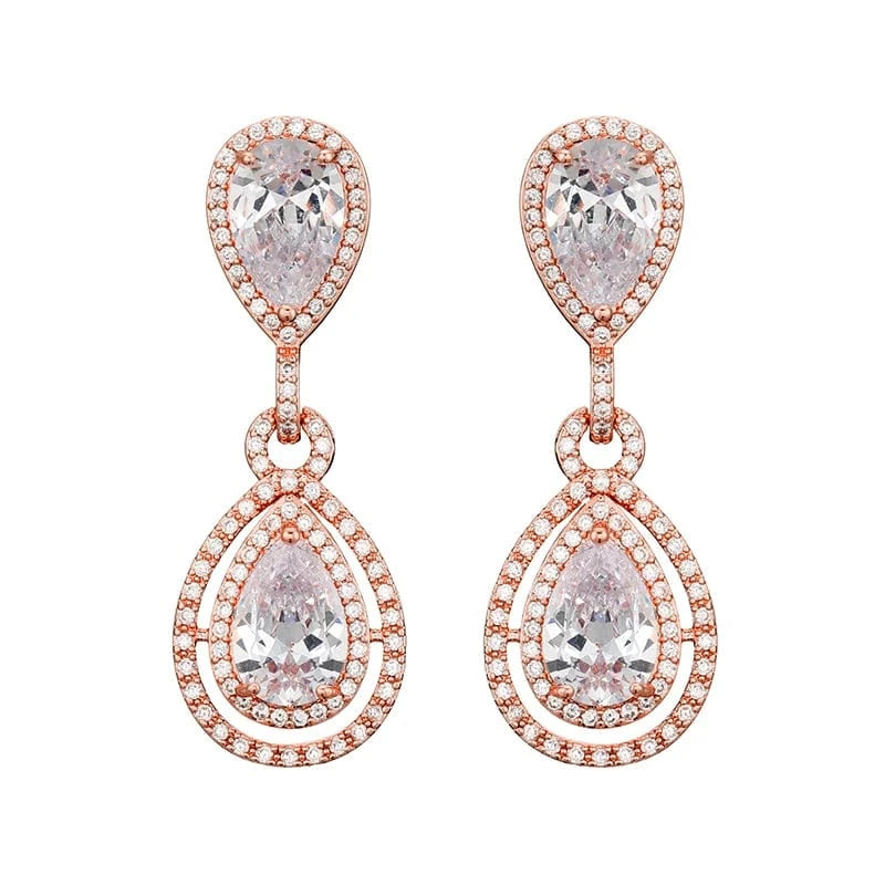 RAKOL EP091 fine jewelry  gold plated cubic zirconia earrings women  diamond drop  studs earrings jewelry