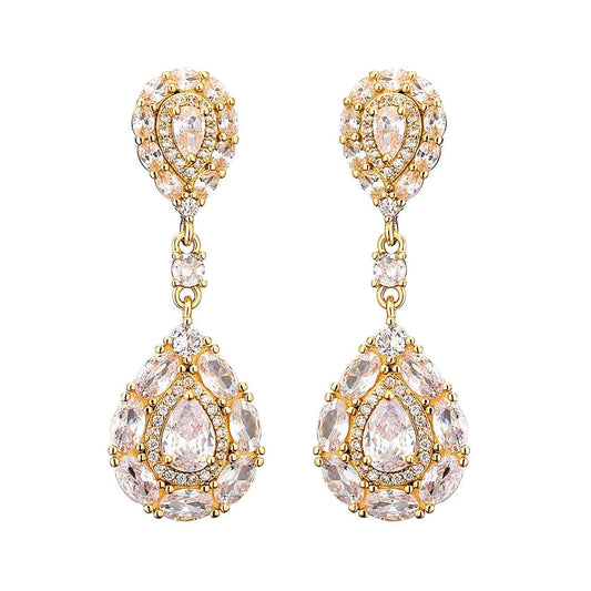 RAKOL EP1017 Fine Jewelry New Design Earrings  925 Silver Crystal Dangle Earrings Wedding Bridal Diamond Jewelry Earrings Women