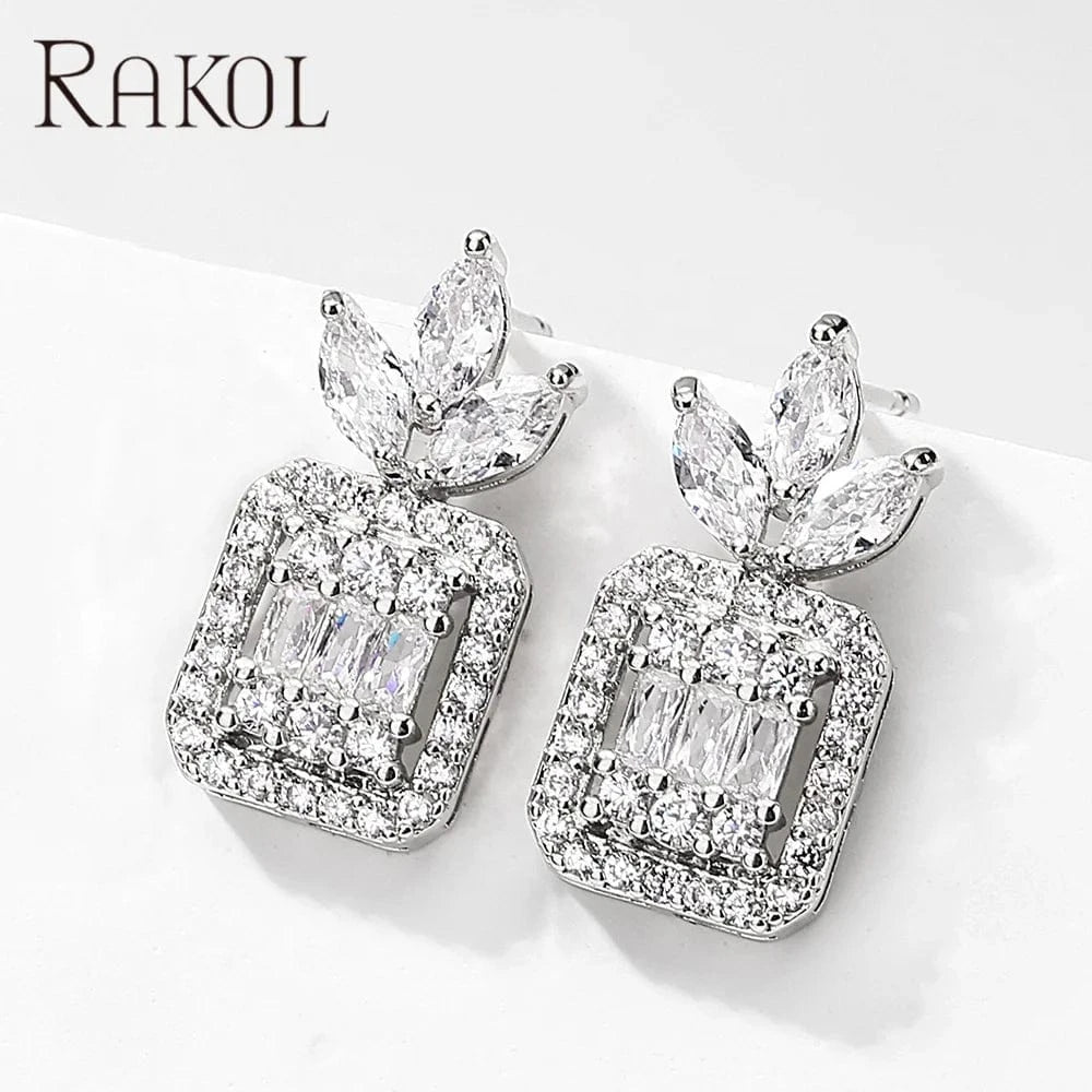 RAKOL EP1031 2022 Trendy Women 18 K Gold Plated Party Wedding Earrings Pineapple Stud Earrings Cubic Zircon Small Earrings