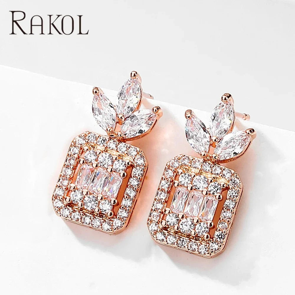 RAKOL EP1031 2022 Trendy Women 18 K Gold Plated Party Wedding Earrings Pineapple Stud Earrings Cubic Zircon Small Earrings