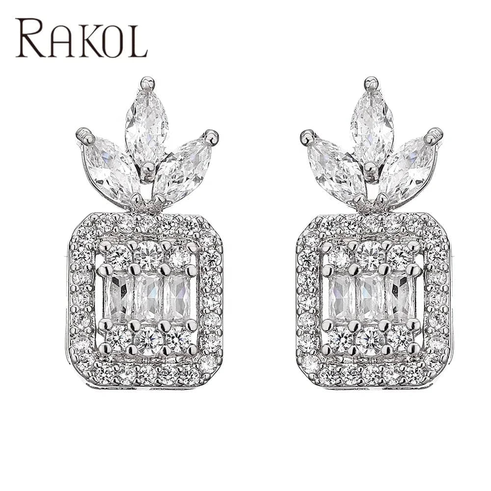 RAKOL EP1031 2022 Trendy Women 18 K Gold Plated Party Wedding Earrings Pineapple Stud Earrings Cubic Zircon Small Earrings