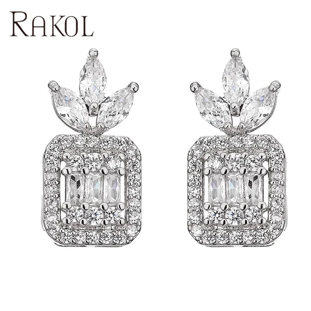 RAKOL EP1031 2022 Trendy Women 18 K Gold Plated Party Wedding Earrings Pineapple Stud Earrings Cubic Zircon Small Earrings