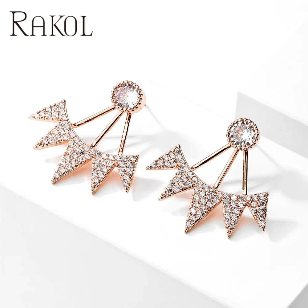 RAKOL EP1076 2022 new hot sell gold plated  bridal wedding ladies fashion cluster stud fine designer luxury earrings jewelry