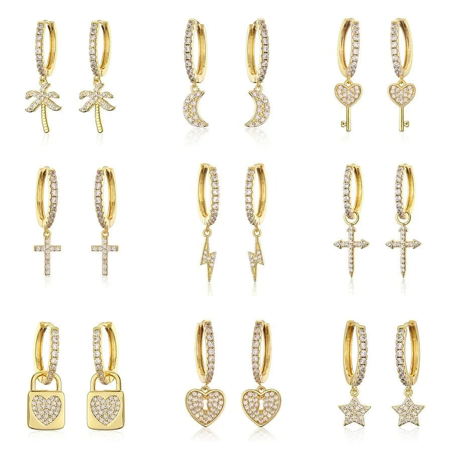 RAKOL EP1174 2022 Luxury Jewelry Hoop Earrings 18k Gold Plated Cubic Zirconia Huggie Earrings Heart Drop Earrings Jewelry Women