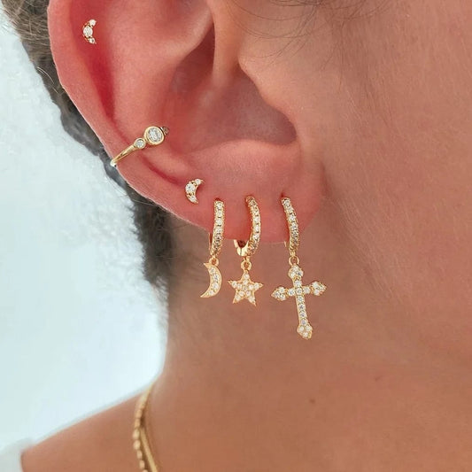 RAKOL EP1174 2022 Luxury Jewelry Hoop Earrings 18k Gold Plated Cubic Zirconia Huggie Earrings Heart Drop Earrings Jewelry Women