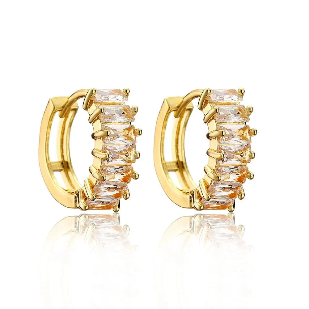 RAKOL EP1192 Fashion Jewelry Clip On Earrings Women Gold Plated C Shaped Hoop Earrings Jewelry 18 k Cubic Zirconia Cuff Earrings