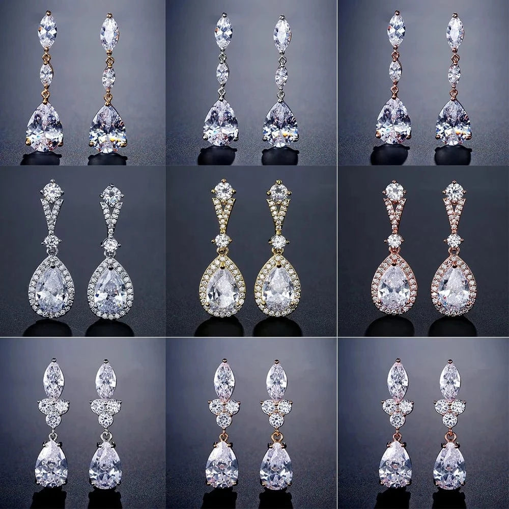 RAKOL EP2040  luxury women's gold plated diamond drop earrings bridal  earrings jewelry  2022