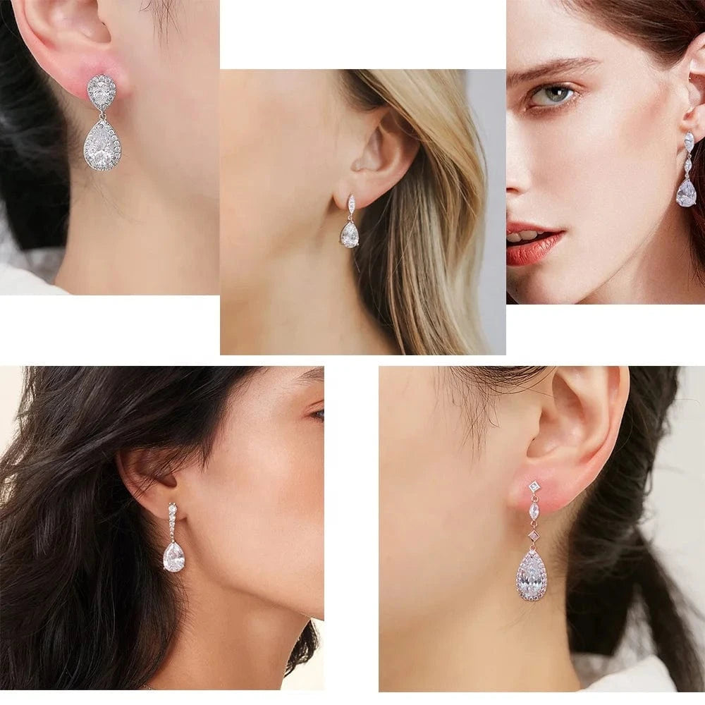 RAKOL EP2040  luxury women's gold plated diamond drop earrings bridal  earrings jewelry  2022