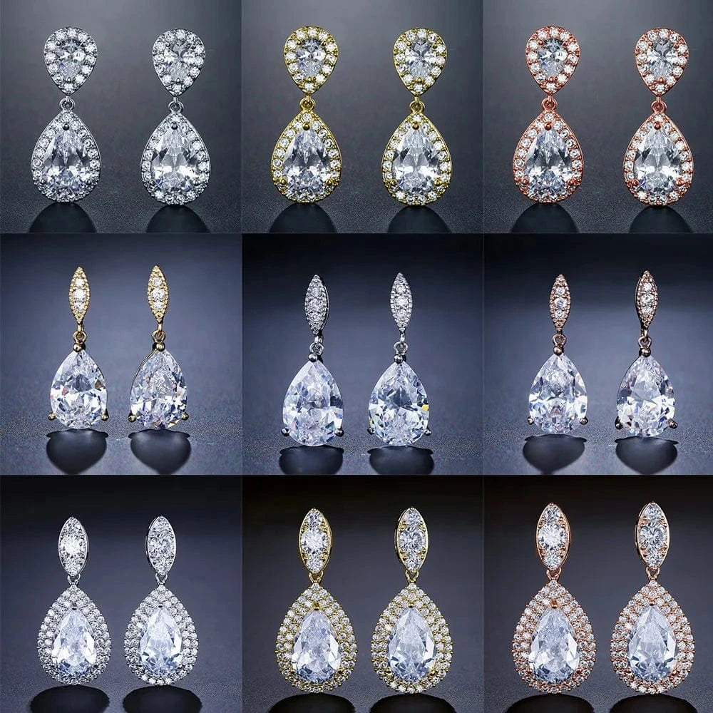 RAKOL EP2040  luxury women's gold plated diamond drop earrings bridal  earrings jewelry  2022