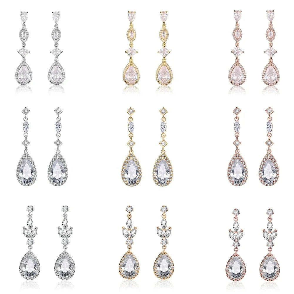 RAKOL EP2040  luxury women's gold plated diamond drop earrings bridal  earrings jewelry  2022