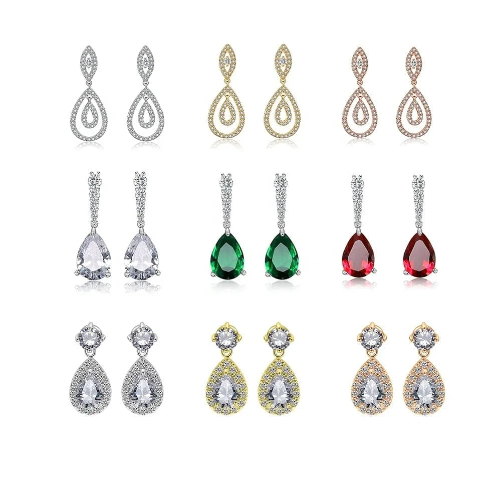 RAKOL EP2040  luxury women's gold plated diamond drop earrings bridal  earrings jewelry  2022