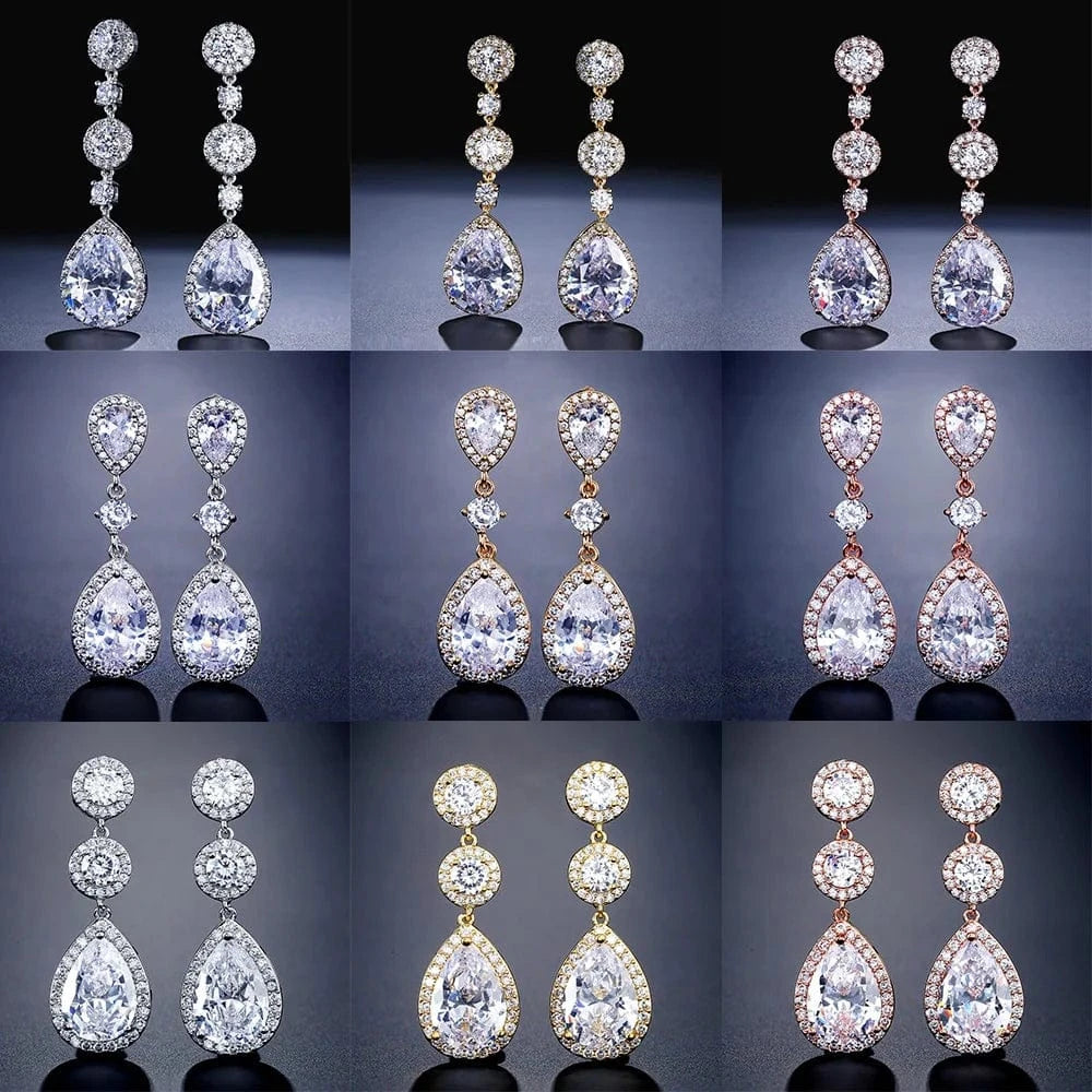 RAKOL EP2218 Latest Design Of Cubic Zirconia Earrings Wholesale Women's Silver Bridal Diamond Earrings EP2218