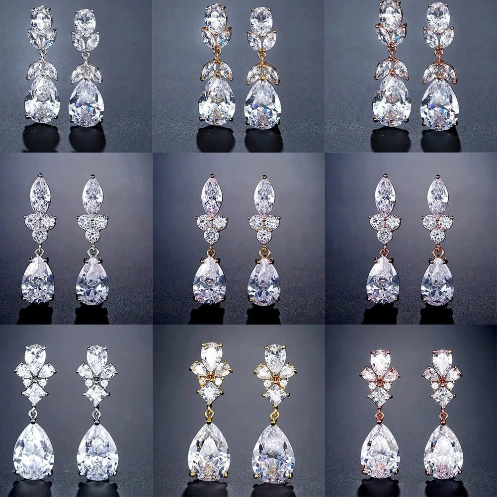 RAKOL EP2218 Latest Design Of Cubic Zirconia Earrings Wholesale Women's Silver Bridal Diamond Earrings EP2218