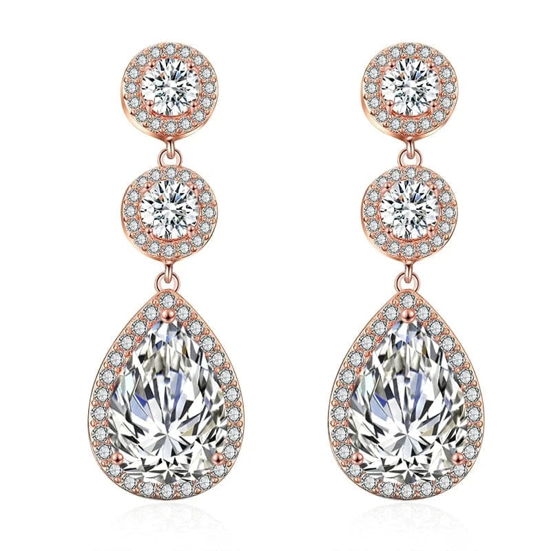 RAKOL EP2218 Latest Design Of Cubic Zirconia Earrings Wholesale Women's Silver Bridal Diamond Earrings EP2218