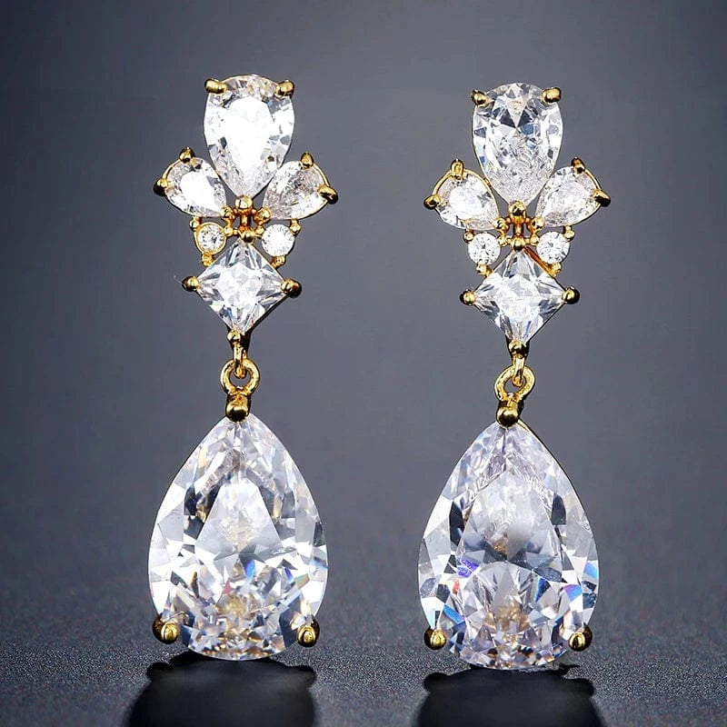 RAKOL EP2218 Latest Design Of Cubic Zirconia Earrings Wholesale Women's Silver Bridal Diamond Earrings EP2218