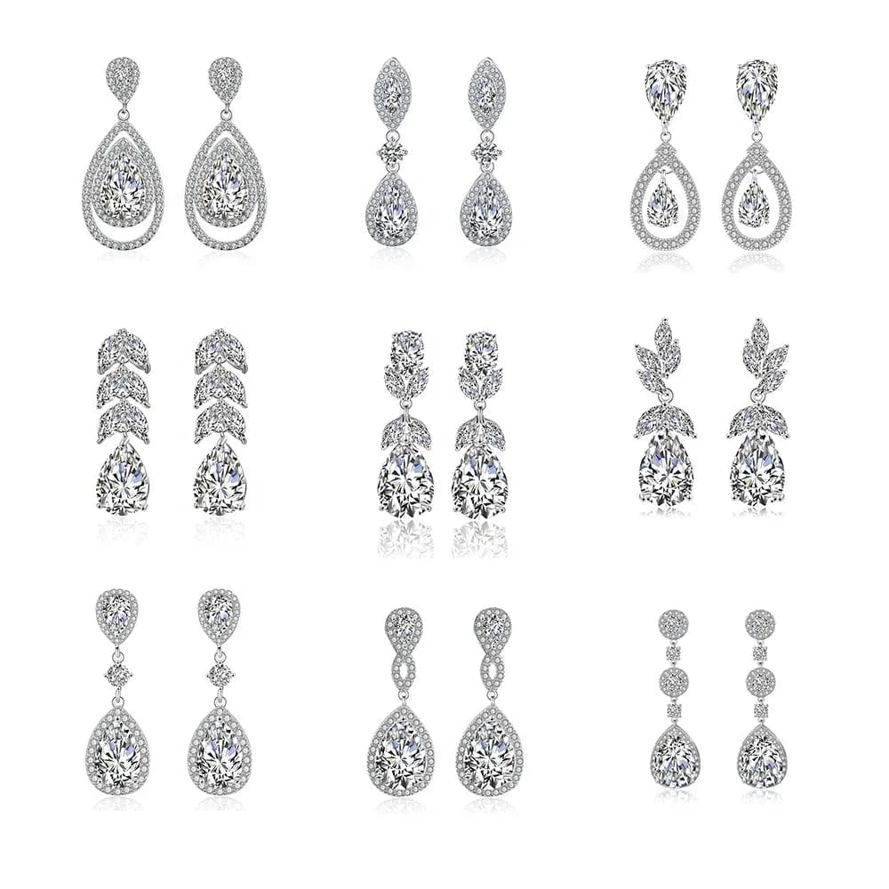 RAKOL EP2218 Latest Design Of Cubic Zirconia Earrings Wholesale Women's Silver Bridal Diamond Earrings EP2218