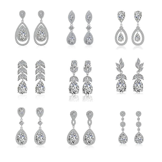 RAKOL EP2218 Latest Design Of Cubic Zirconia Earrings Wholesale Women's Silver Bridal Diamond Earrings EP2218