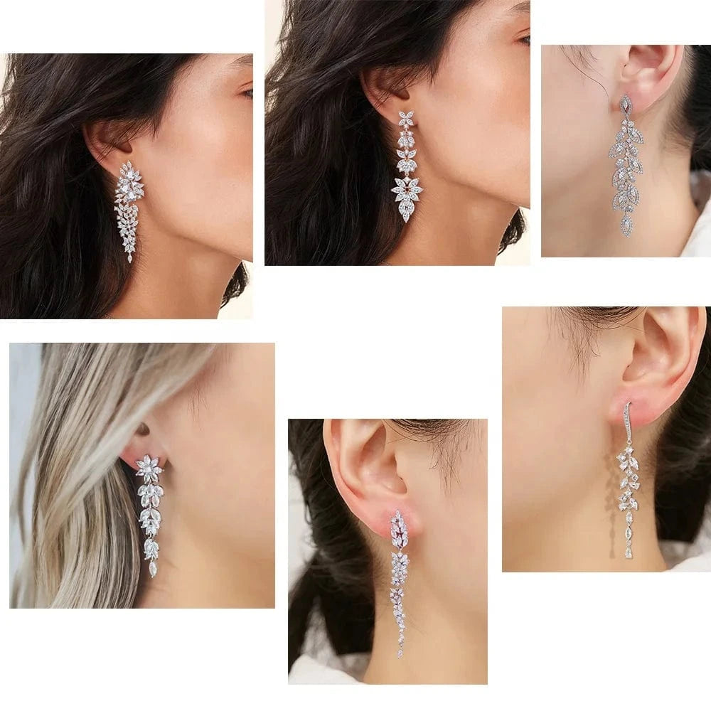 RAKOL EP2232   luxury  long drop 18K gold plated  cubic zirconia earrings jewelry for women 2022