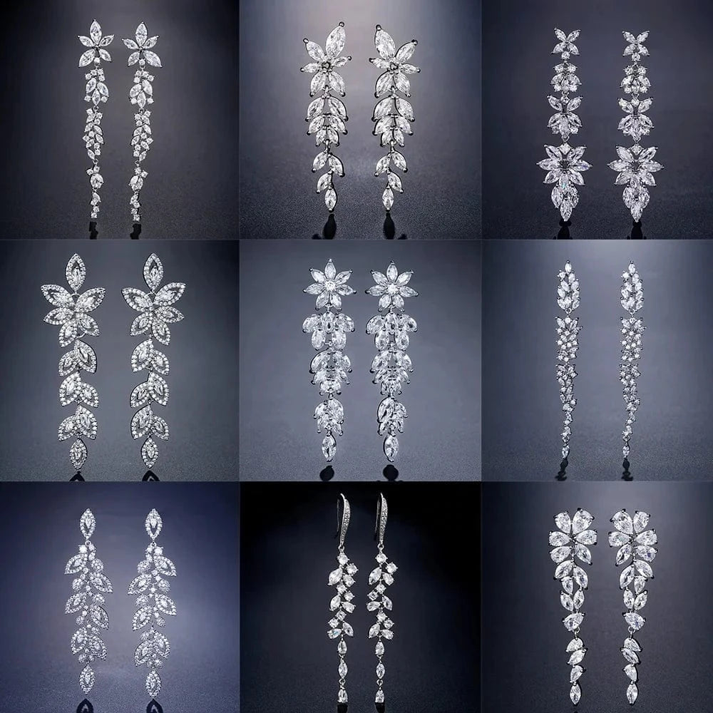 RAKOL EP2232   luxury  long drop 18K gold plated  cubic zirconia earrings jewelry for women 2022