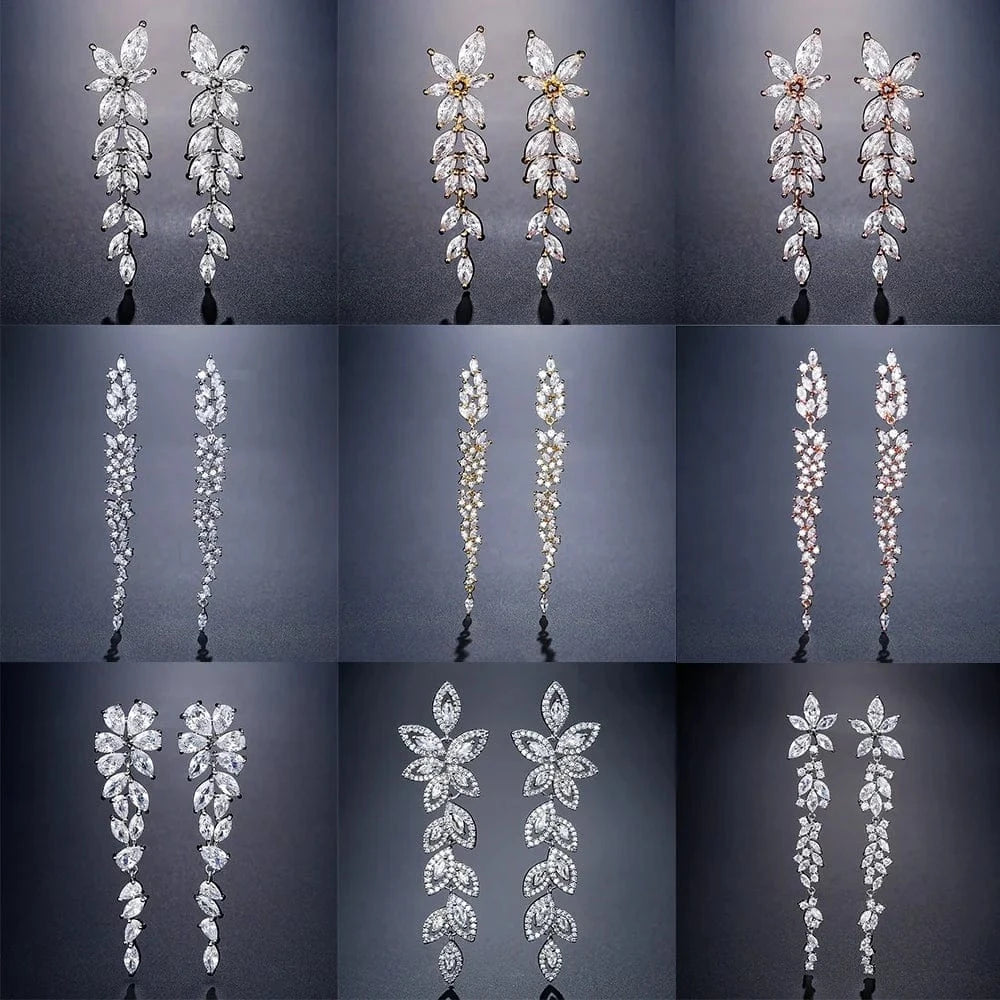 RAKOL EP2232   luxury  long drop 18K gold plated  cubic zirconia earrings jewelry for women 2022