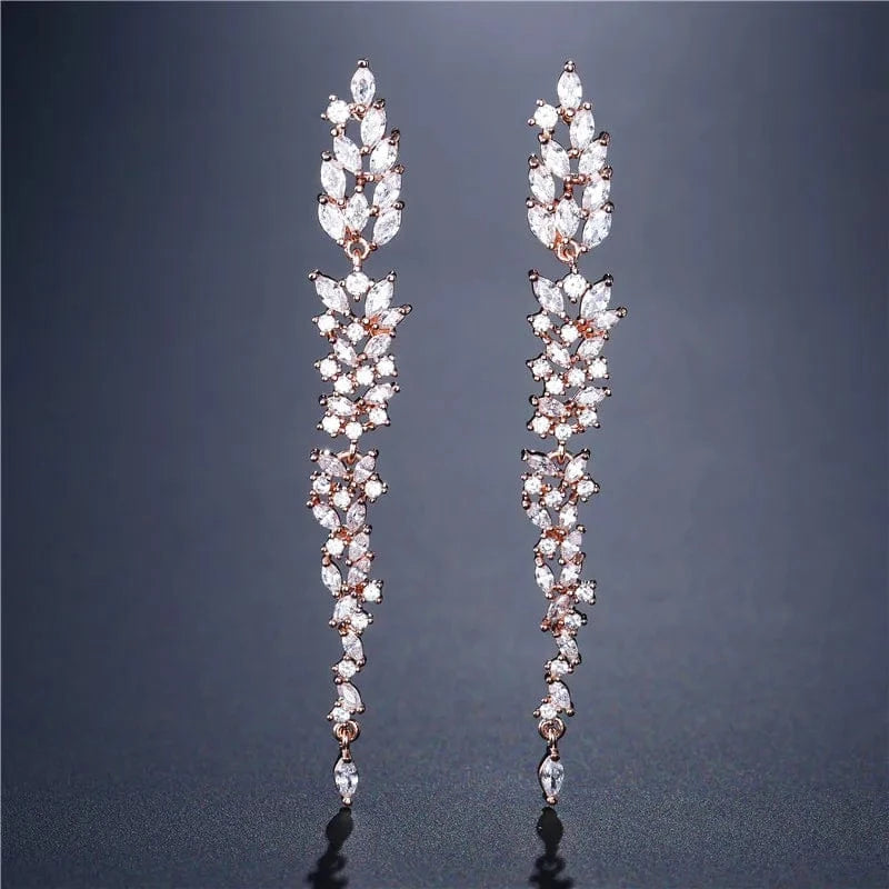 RAKOL EP2232   luxury  long drop 18K gold plated  cubic zirconia earrings jewelry for women 2022