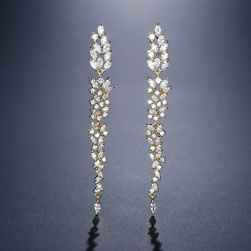 RAKOL EP2232   luxury  long drop 18K gold plated  cubic zirconia earrings jewelry for women 2022