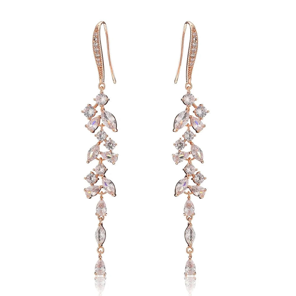 RAKOL EP2232   luxury  long drop 18K gold plated  cubic zirconia earrings jewelry for women 2022