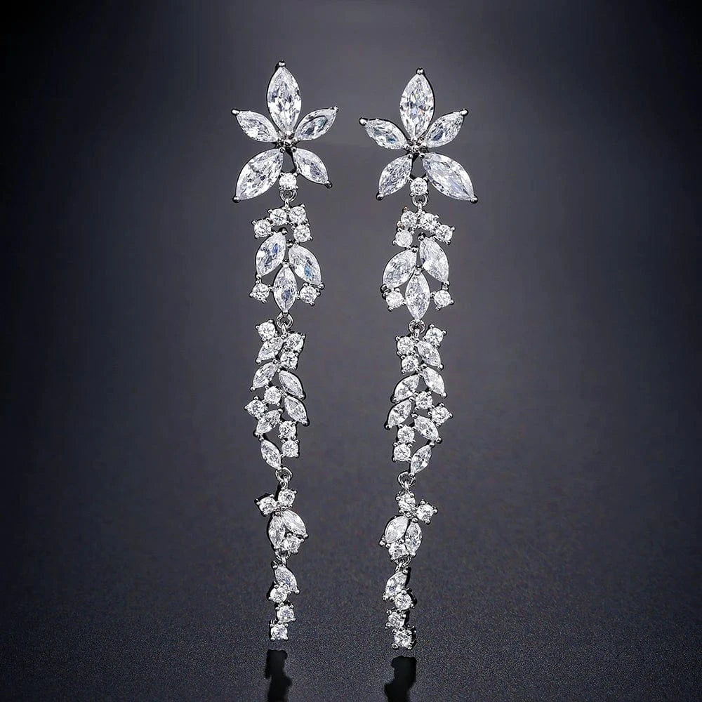 RAKOL EP2232   luxury  long drop 18K gold plated  cubic zirconia earrings jewelry for women 2022