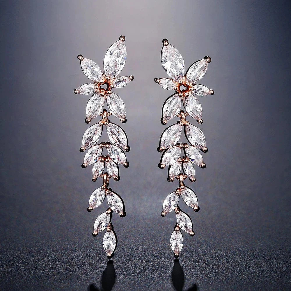 RAKOL EP2232   luxury  long drop 18K gold plated  cubic zirconia earrings jewelry for women 2022