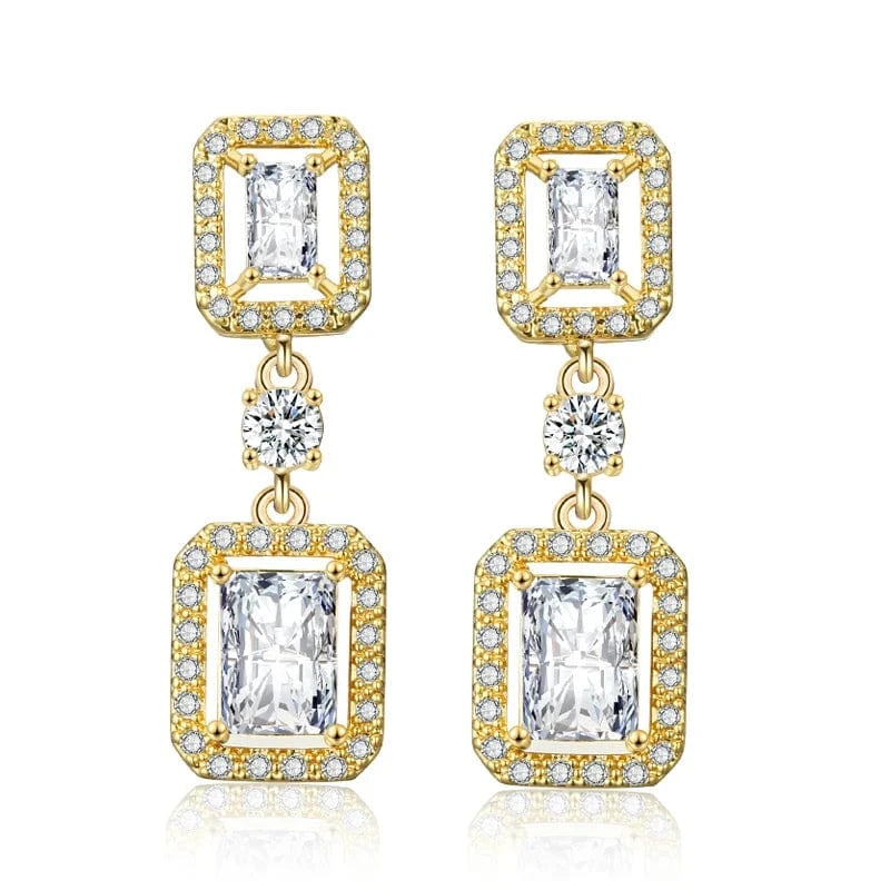 RAKOL EP2368 Classic geometric square shiny zircon earrings luxury bridal wedding party earrings for  girls and women