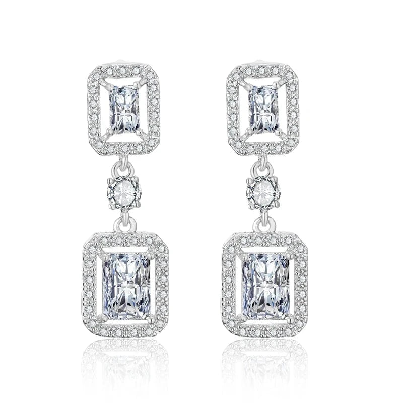 RAKOL EP2368 Classic geometric square shiny zircon earrings luxury bridal wedding party earrings for  girls and women